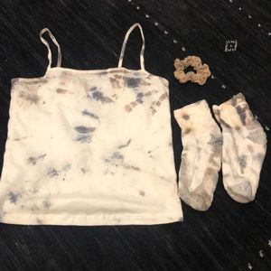 Tie dye tank top, socks, and Scrunchie set